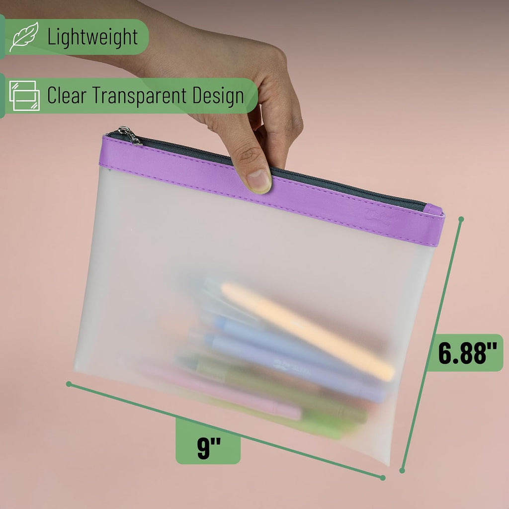 Mr. Pen- Clear Pencil Pouch, 9" x 6.88", 3 Pack, Durable TPU Material | Large Water-Resistant Pencil Bags with Smooth Zipper, Multipurpose Clear Pouch for Stationery, School, Office