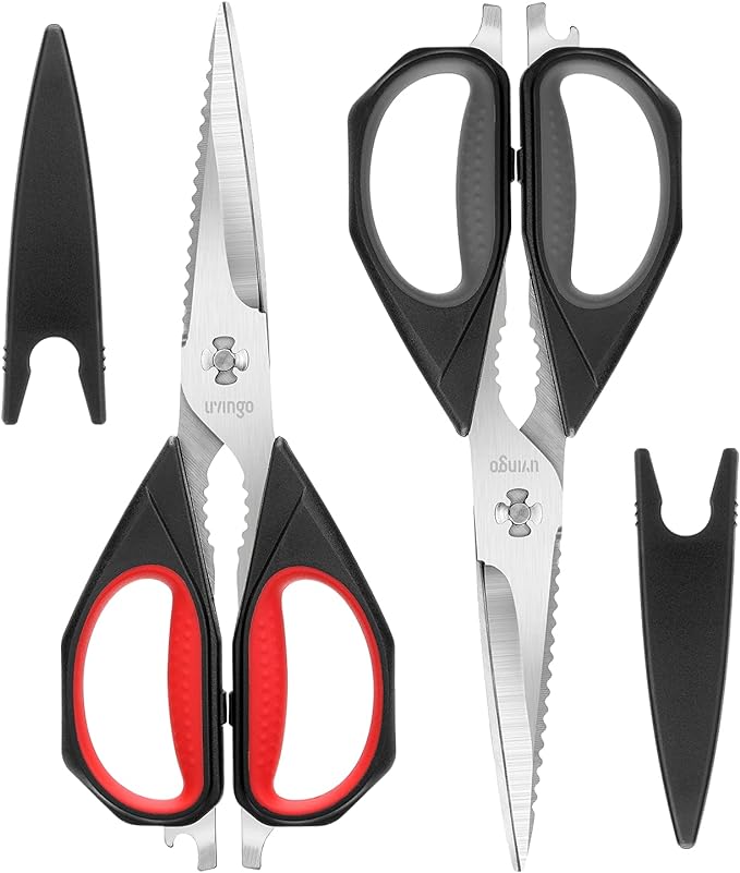 LIVINGO Kitchen Scissors, 2 Pack 9.25" Utility All Purpose Poultry Shears Heavy by LIVINGO