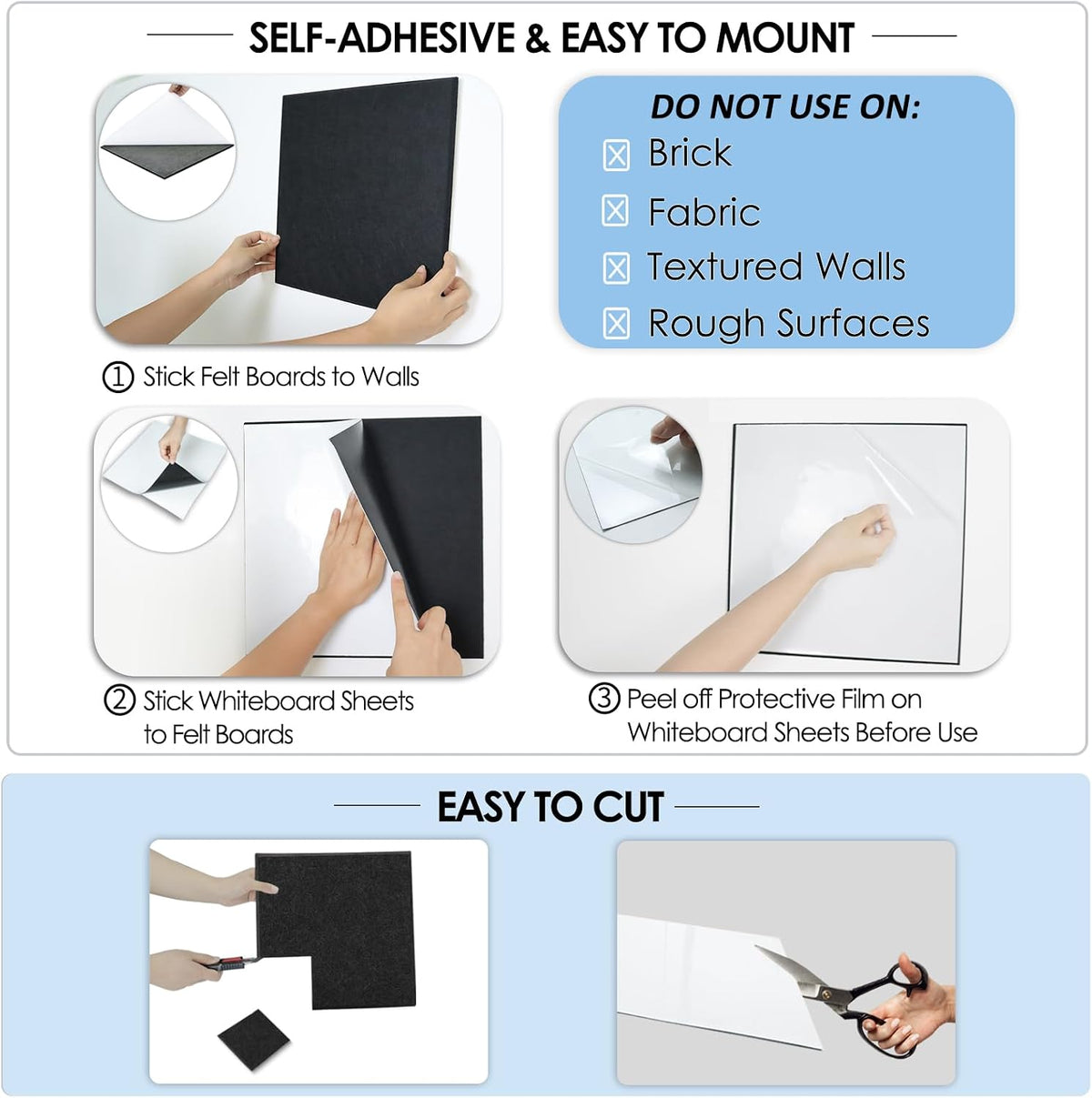 BXI Felt Bulletin Board with Pins & Magnetic Dry Erase Whiteboard Combo, ...