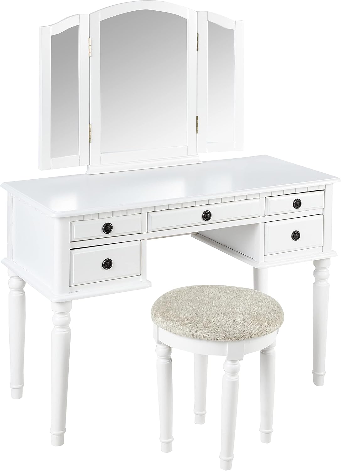 Bobkona St. Croix Collection Vanity Set with Stool, F4074, White