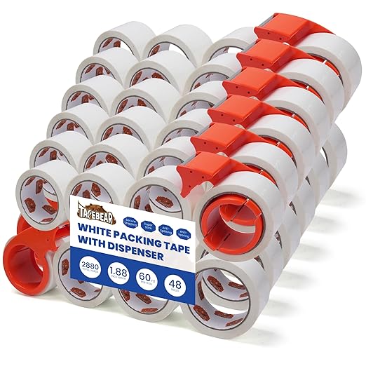 TAPEBEAR 48Rolls White Packing Tape by TAPEBEAR