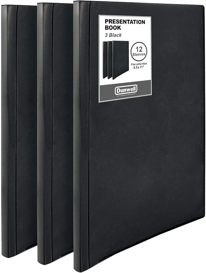 Dunwell Presentation Binder 12-Pocket, Displays 24 Pages, 8.5x11 Portfolio by Dunwell