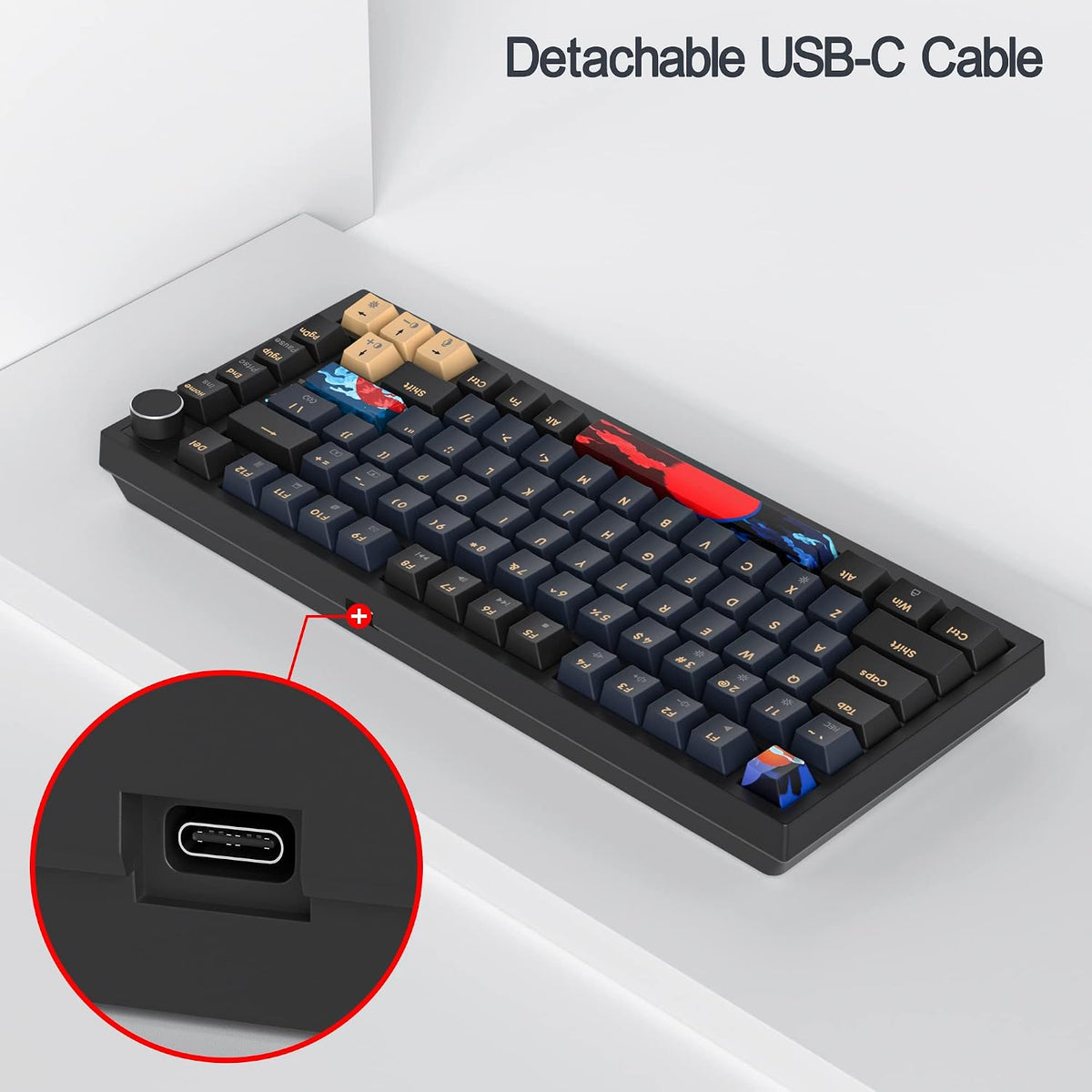 BlueSamurai 75% Wired Mechanical Gaming Keyboard - Hot Swappable, Red Switch,...