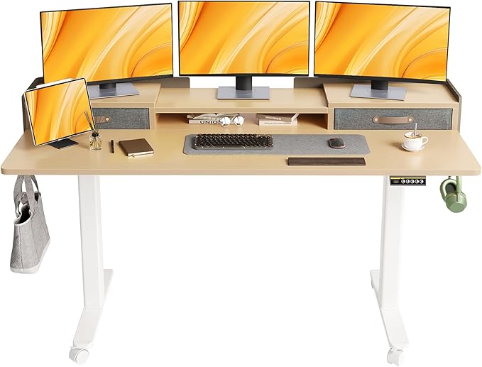 Claiks Standing Desk with Drawers, Adjustable Stand Up Electric Standing Desk by CLAIKS