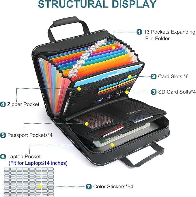 SEEKIND PU Leather Accordion File Organizer - Image 2