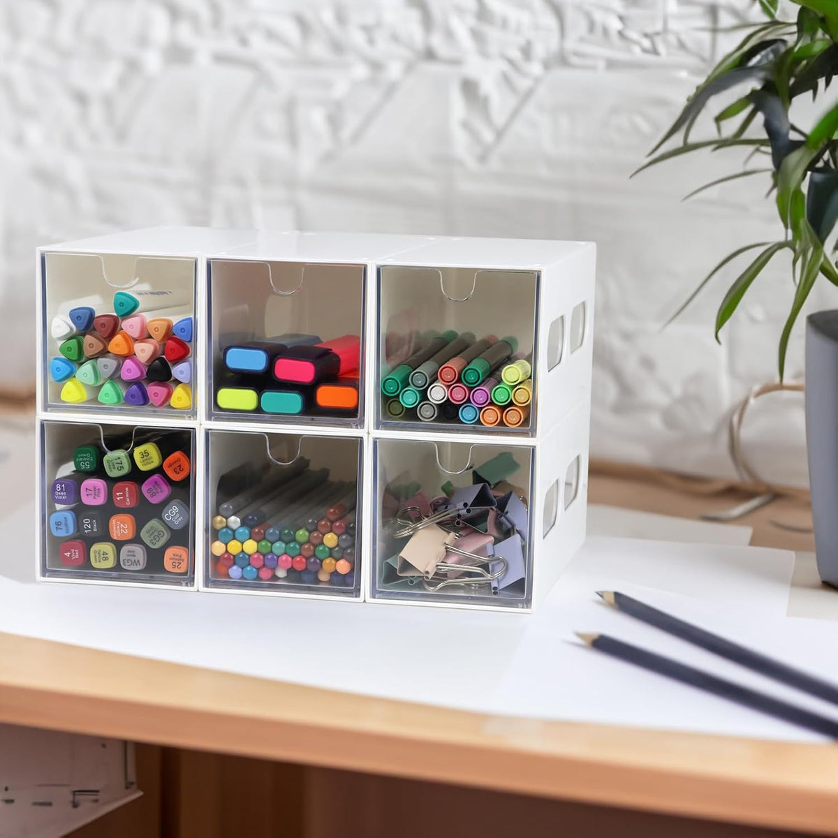 ZEXALOR Drawer Organizer Desktop Office Supplies Desk Organizer and Storage S...