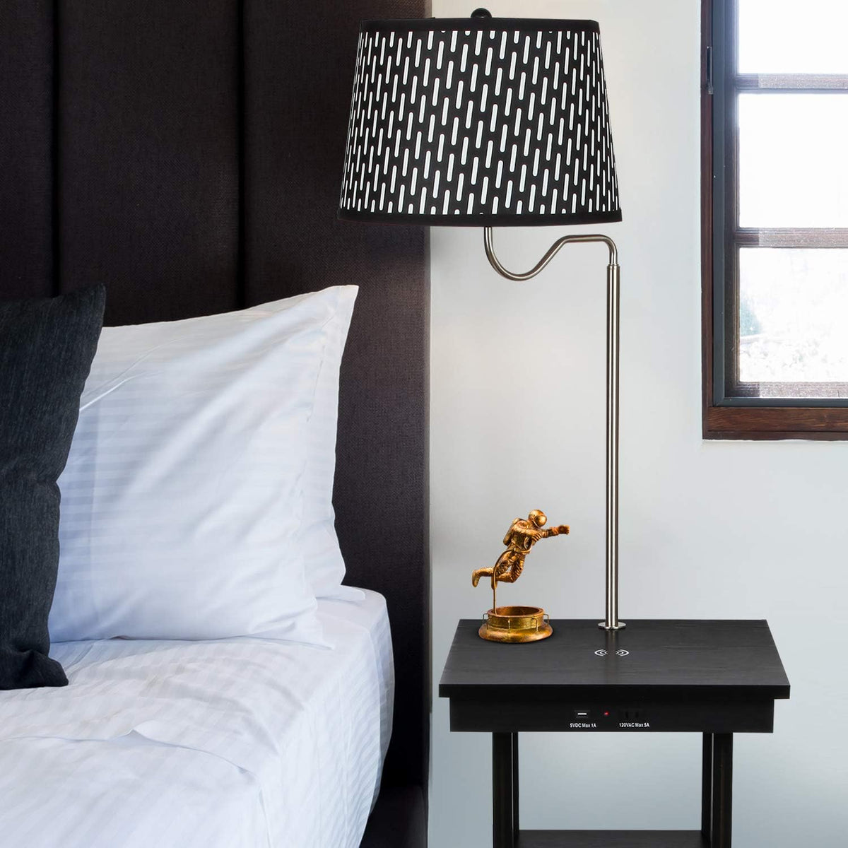 Brightech Madison w. Table & Lamp Combo, Desk Lamp with Wireless Charging...