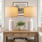 innqoo 22.6" modern ceramic bedside lamps set of shown in use