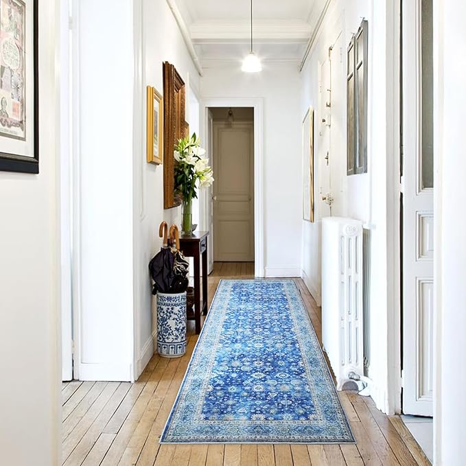 Rugcomf Runner Rug 2'6''x8' Hallway Washable Boho Soft Area Rug Non-Slip Faux - Image 4