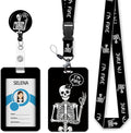 Skull Skeleton Badge Holder Retractable Lanyard, Lanyards by Mcapirivo