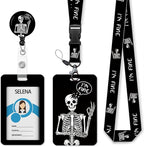 Skull Skeleton Badge Holder Retractable Lanyard, Lanyards by Mcapirivo