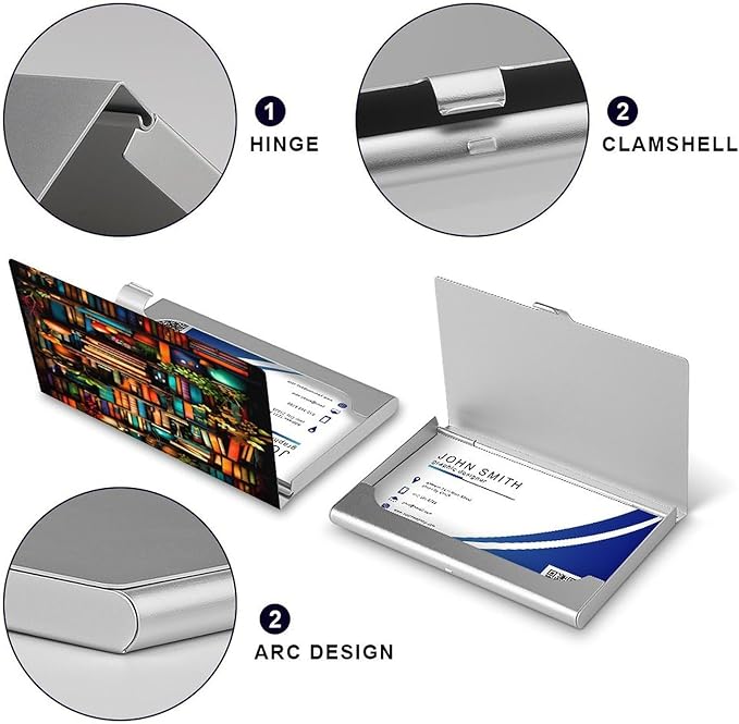 haigof Bookshelf Plant Business Card Holder Business Card Case Metal Business - Image 4