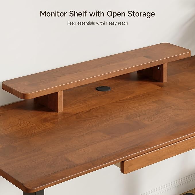 ONBRILL Standing Desk with Drawer, 55x23.6 Inches Solid Wood Desktop Stand Up - Image 6