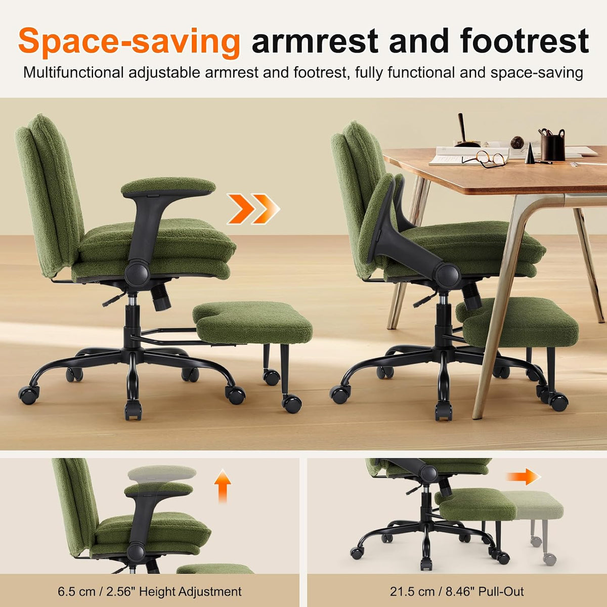 IWMH Cross Legged Office Chair with Flip-up Armrests for ADHD, Extra Wide