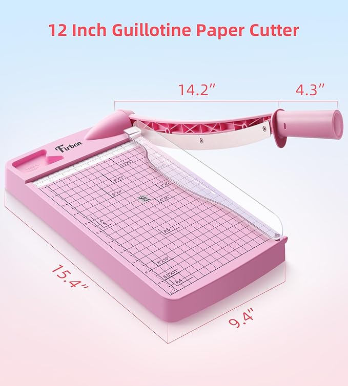 Firbon 12" Guillotine Paper Cutter, Heavy Duty 12-Sheet Capacity Trimmer - Image 6