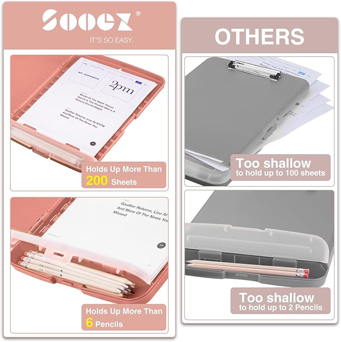 Sooez Clipboard with Storage, High Capacity Nursing Clip Board 8.5 x 11 with - Image 3