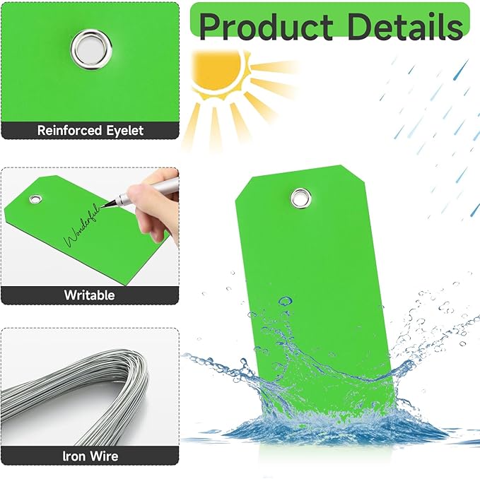100 Green Tags with Wires - Image 3
