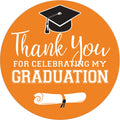 Orange Graduation Thank You Favor Labels | 40 Count, 1.75" Round, Graduation Thank You Stickers, 2026