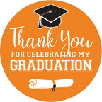 Orange Graduation Thank You Favor Labels | 40 Count, 1.75" Round, Graduation Thank You Stickers, 2026
