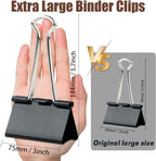 18 Pack 3 Inch Jumbo Binder Clips, Extra Large Binder Clips Heavy Duty Paper - Image 2