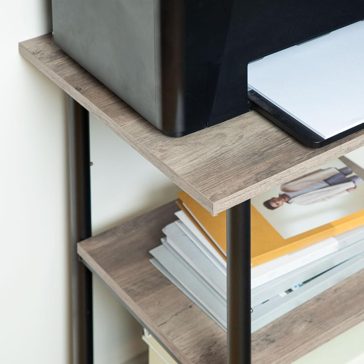 HOOBRO Printer Stand, 3-Tier Industrial Under Desk Printer Cart with Shelf, M...
