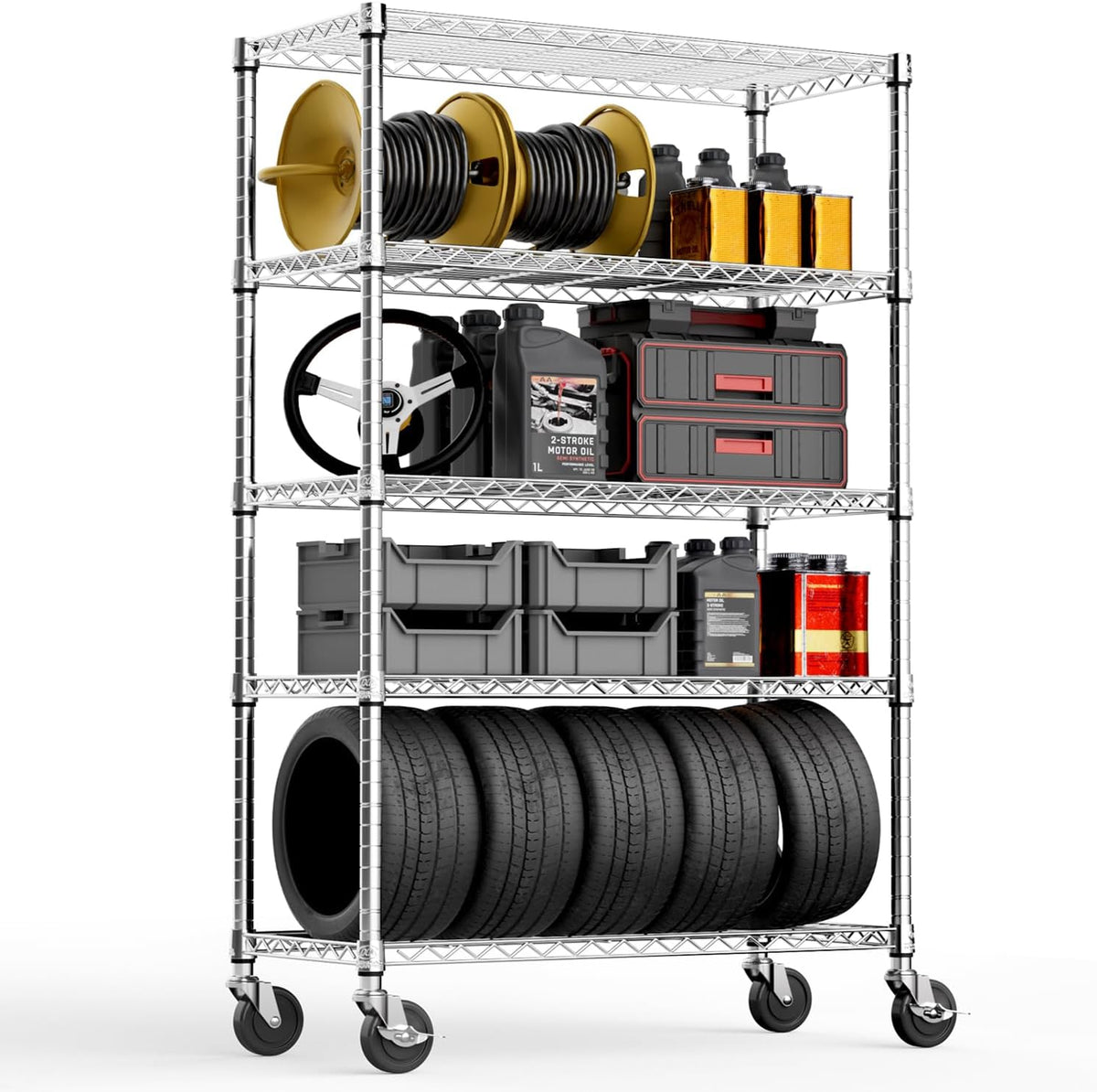 M MZG 5-Shelf Storage Shelves, Wire Shelving Heavy Duty Metal Storage Shelving
