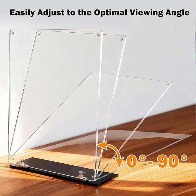 YHOLSDAS 180° Adjustable Acrylic Sign Holder 8.5"x11", Magnetic Table Paper - Image 3