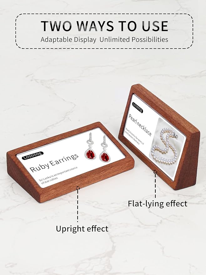 6 Pack Small Wood Price Tag Label Holder Tabletop Stand or Recline Small Sign - Image 2