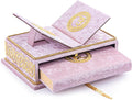 ihvan online, The Holy Arabic Quran Gift Set, Book Stand Holder, Desktop Quran Holder, Rehal, Velvet Covered Chest Rihal, Decorative Islamic Gifts for Muslims, Pink