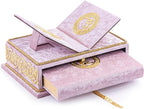 ihvan online, The Holy Arabic Quran Gift Set, Book Stand Holder, Desktop Quran Holder, Rehal, Velvet Covered Chest Rihal, Decorative Islamic Gifts for Muslims, Pink