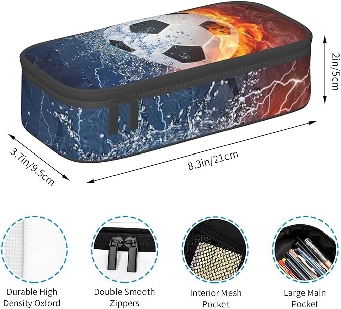 SNAPMADE Soccer Pencil Case for Boys Teens Men, Sports Pencil Box - Image 3