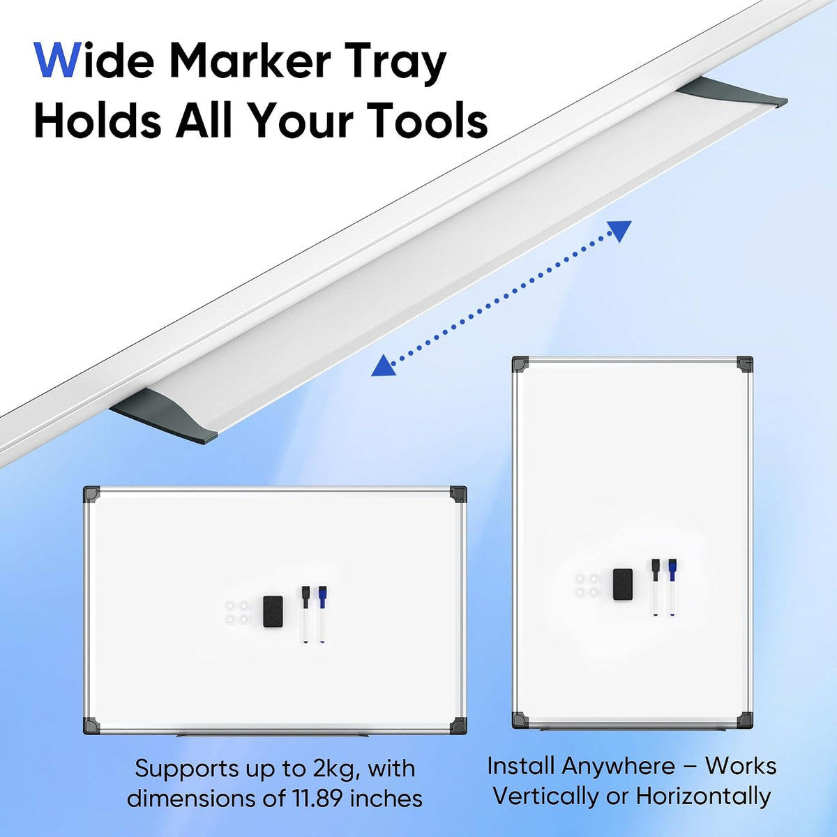 VUSIGN Magnetic White Board Hanging 36" x 24" for Wall, Dry Erase B...