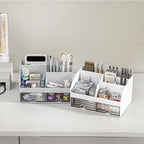 Desk Organizer with 6 Compartments and 2 Drawers, Plastic Makeup Organizer - Image 5