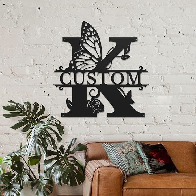 Personalized Custom Letter Name metal Signs, Custom Black Letter Monogram Wall - Image 3