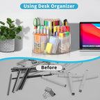 Acrylic Pen Holder for Desks, Acrylic Desk Organizer Clear, 360 Degree Pencil - Image 4