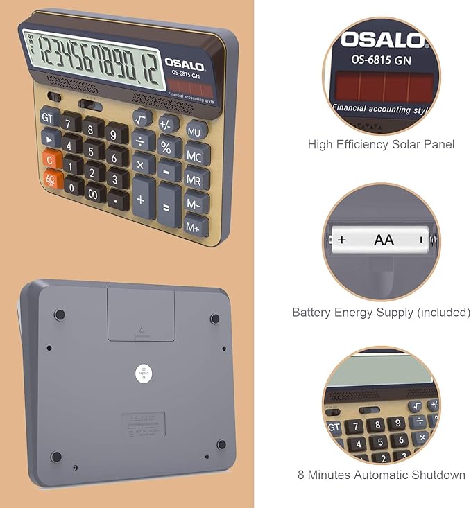 Desktop Calculator Extra Large 5-Inch LCD Display 12-Digit Big Number - Image 7
