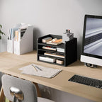 Ballucci File Organizer, 4-Tier Office Desk Organizer, Open Top Wood Paper - Image 2