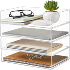 Harloon 4 Tier Acrylic Paper Tray Paper Organizer by Muasung
