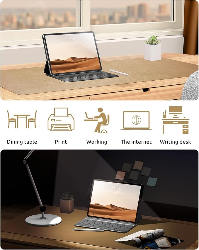 YSAGi Leather Desk Protector, Office Mat, Large Mouse Mat, Non-Slip PU Leather - Image 6