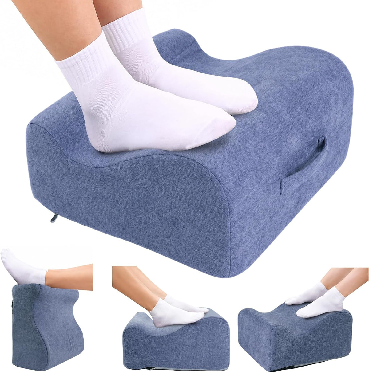 Foot Rest for Under Desk at Work,Curved Ergonomic Footrest for Office, Blue