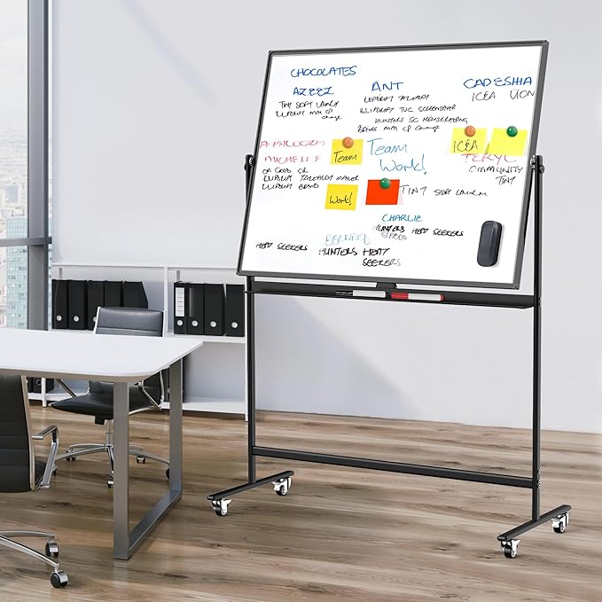 olling Whiteboard/w Height Adjustable, Mifuro 48 x 36 Large Portable Dry Erase - Image 2