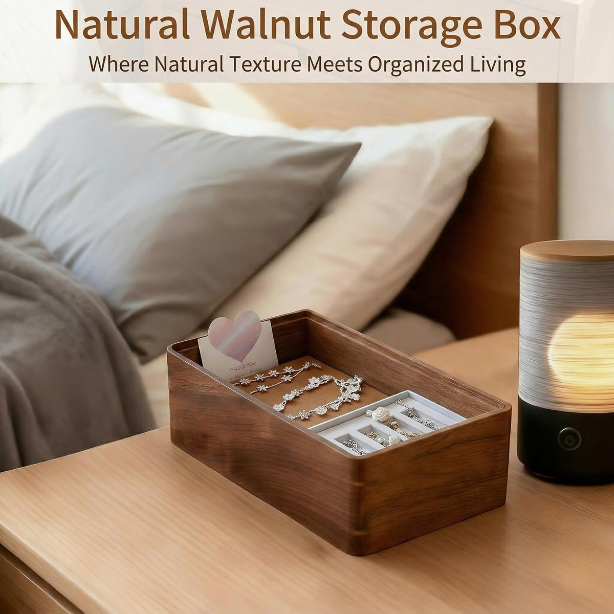 Wooden Storage Box Walnut small wood box with lid - Decorative Boxes for Craf...