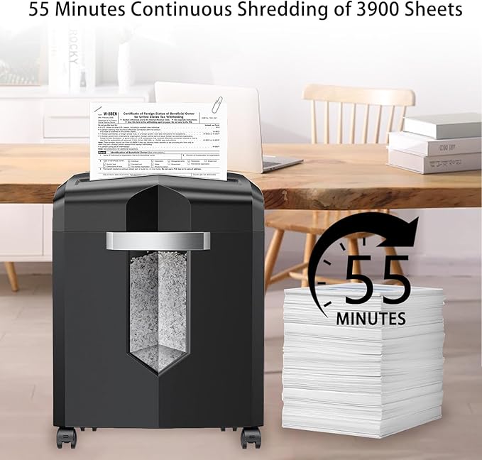 Bonsaii 12-Sheet Micro-Cut Paper Shredder, 55-Min Continuous Run, Shreds - Image 4