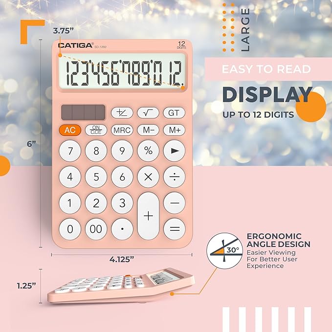 CATIGA 12 Digit Desktop Calculator Basic Desk Calculator - Image 4