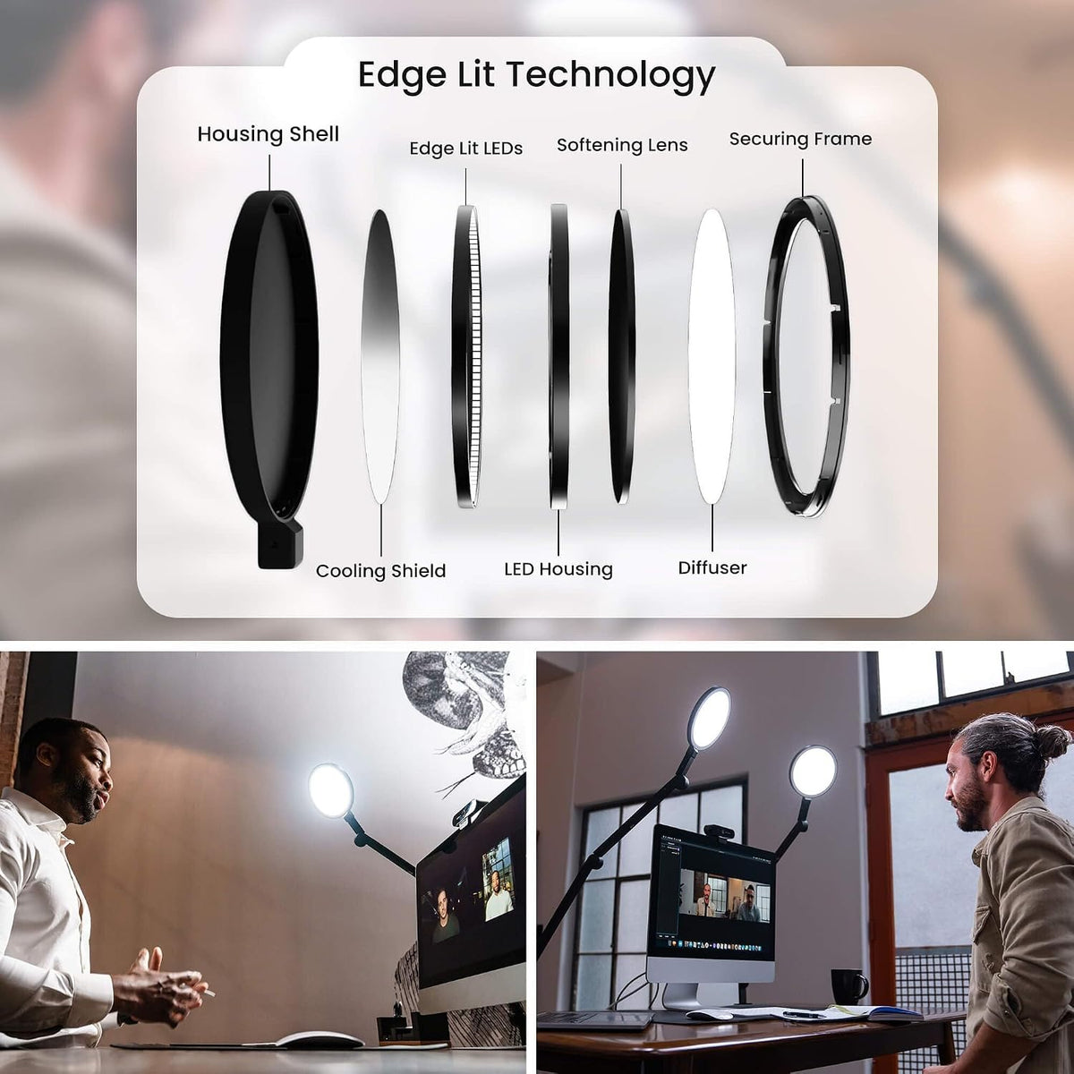 LUME CUBE Edge 2.0 LED Desk Lamp | Dimmable Home Office Desk Light with USB C...