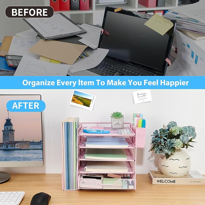 Gugsey Desk Organizer, 5-Tier Paper Letter Tray Organizer - Image 4
