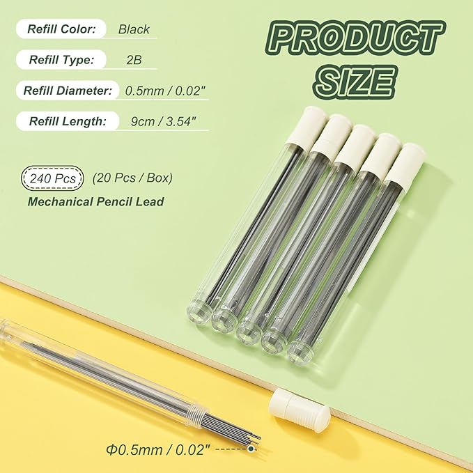 PATIKIL 240Pcs 2B Mechanical Pencil Lead, 0.5mm Black Lead Refill Break - Image 2