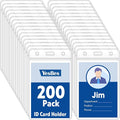 200 Pcs Vertical Badge Holders, Waterproof ID Badge Holder, Credit Cards by YesBes