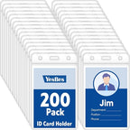200 Pcs Vertical Badge Holders, Waterproof ID Badge Holder, Credit Cards by YesBes