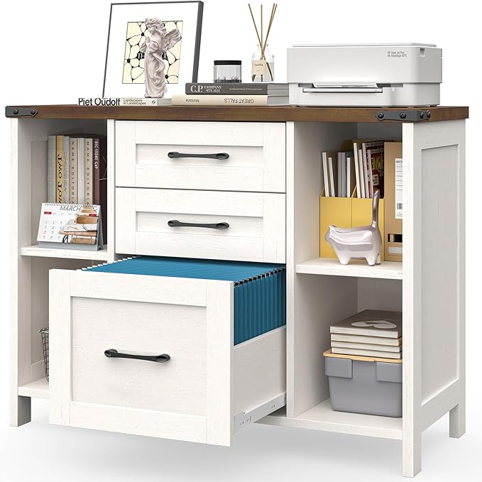 Vabches File Cabinet with 3 Drawers, Farmhouse Lateral File Cabinet Fits Files - Image 8